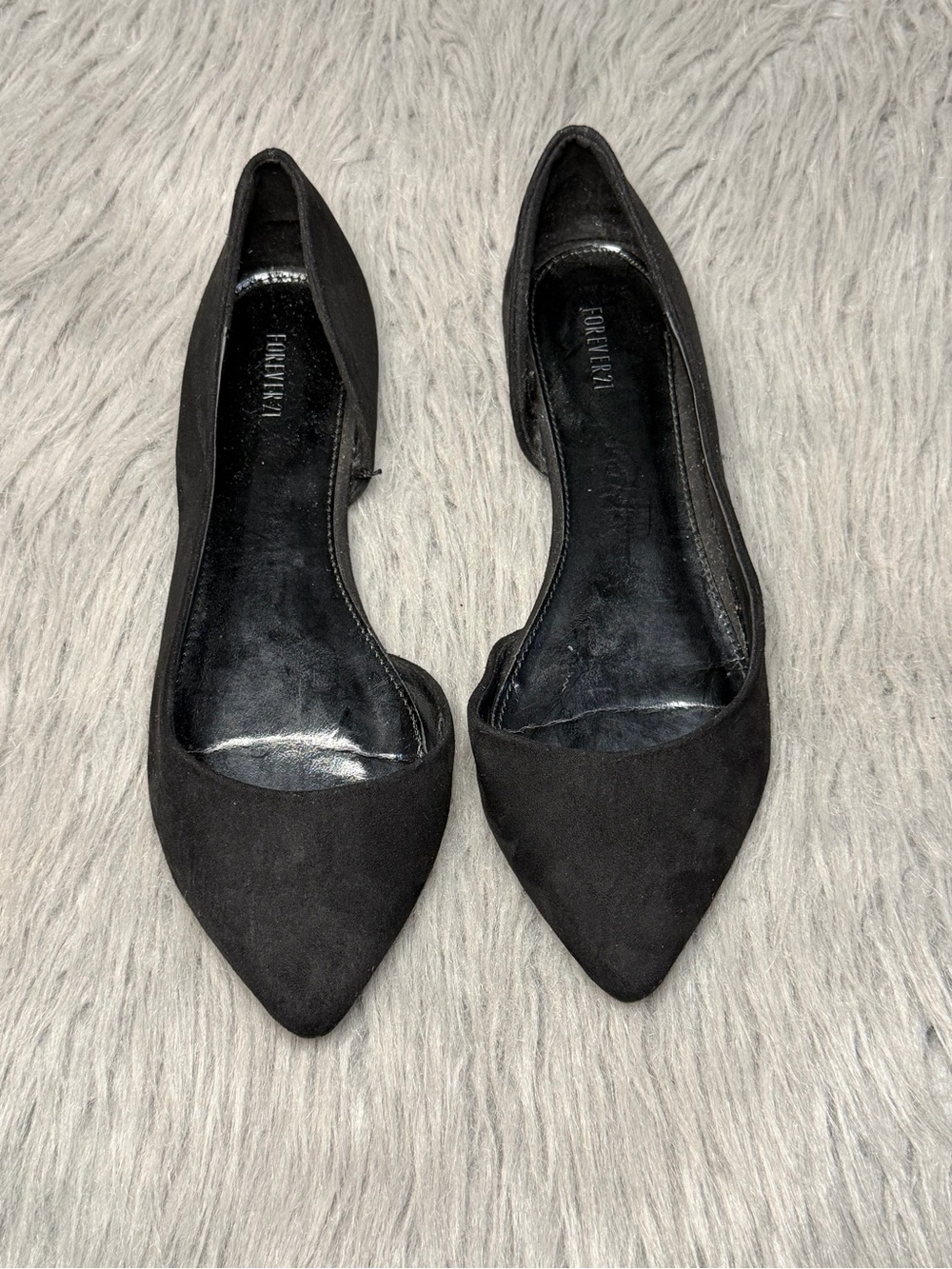 Forever 21 Black Pointed-Toe D'Orsay Flats